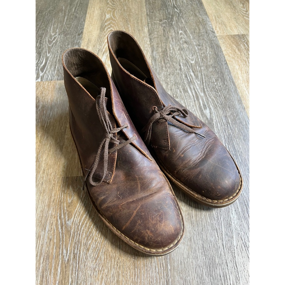 Clarks Desert Boots Mens Brown Leather Good Distressed Chukka Shoes